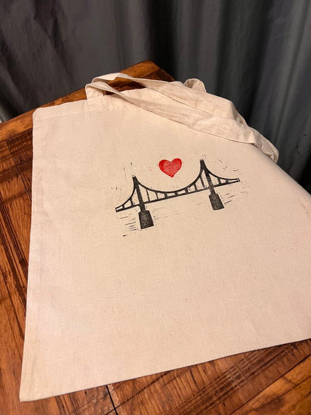 Bridge and Heart Tote Bag